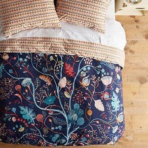 Anthropologie Nelia Duvet Navy Floral - Queen Size